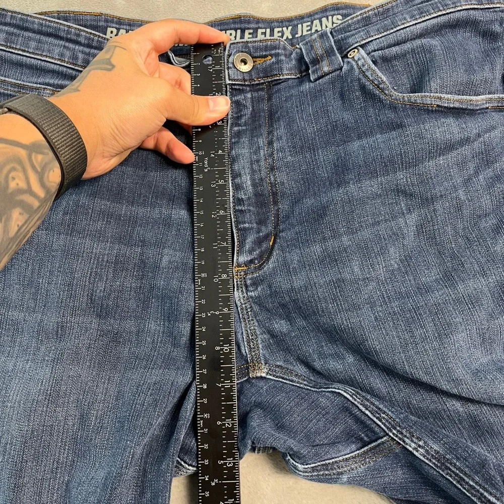 Duluth Trading Ballroom Double Flex Jeans Mens 38x34* Standard Fit Dark Wash EUC